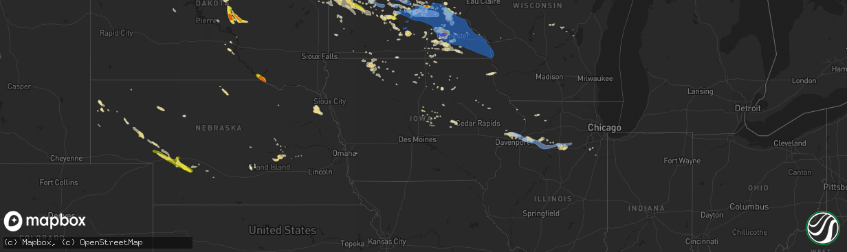 Hail map in Iowa on June 4, 2019