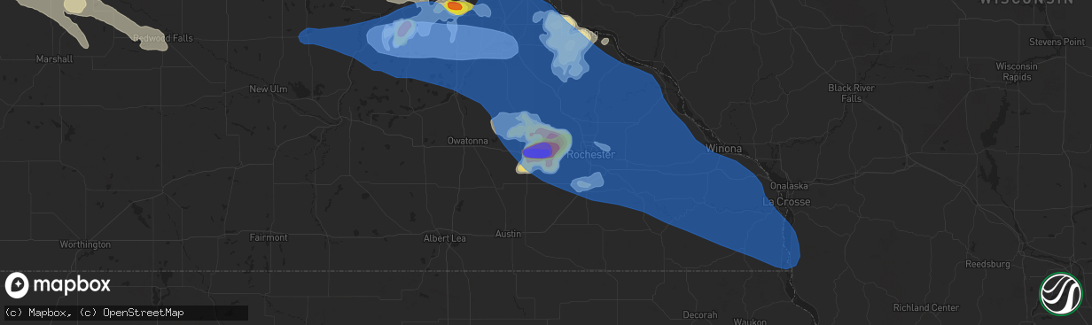 Hail map in Kasson, MN on June 4, 2019