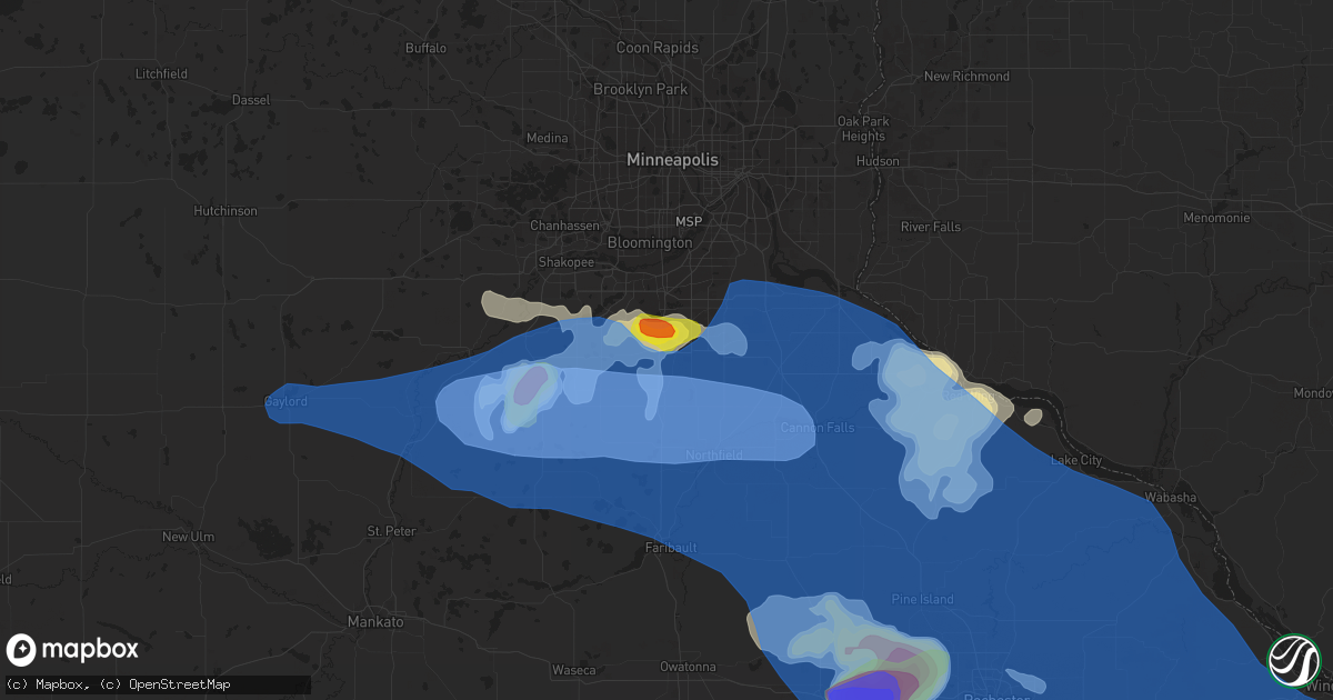 Hail map in Lakeville, MN on June 4, 2019