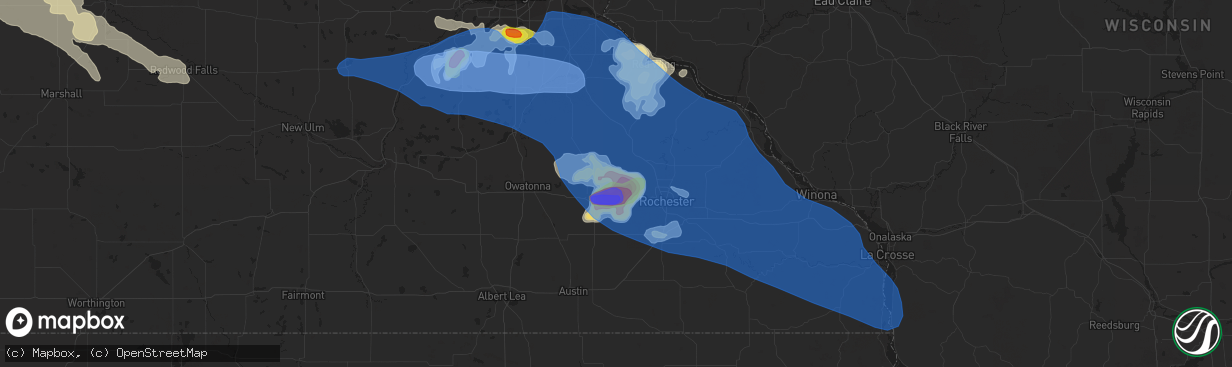 Hail map in Mantorville, MN on June 4, 2019