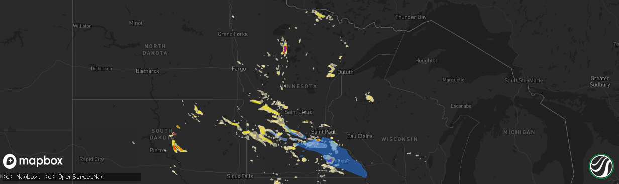 Hail map in Minnesota on June 4, 2019