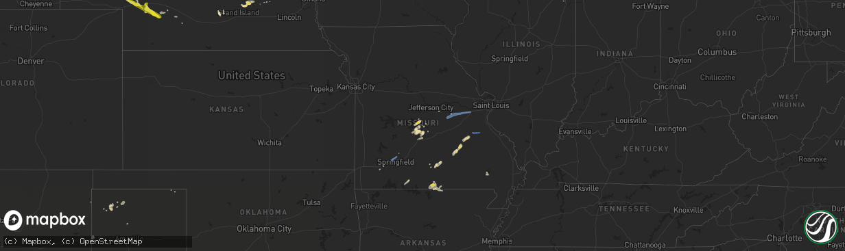 Hail map in Missouri on June 4, 2019