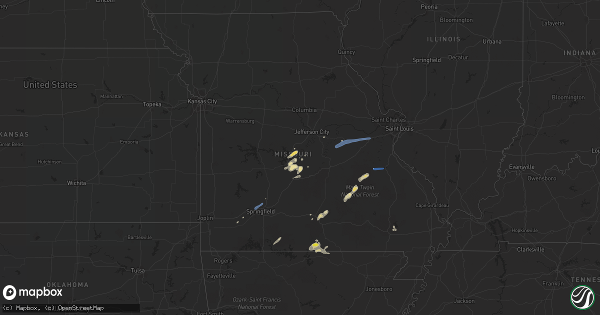 Hail map in Missouri on June 4, 2019