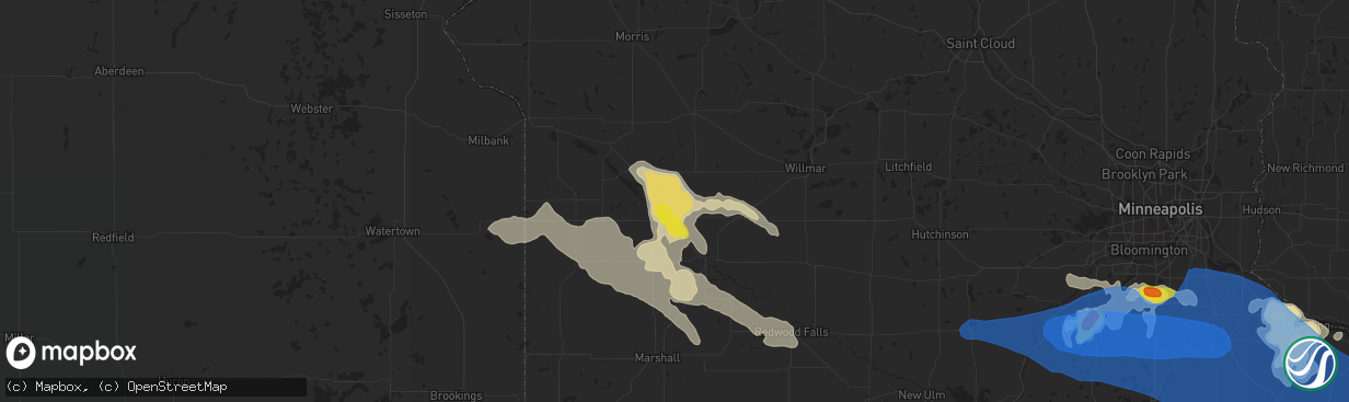 Hail map in Montevideo, MN on June 4, 2019