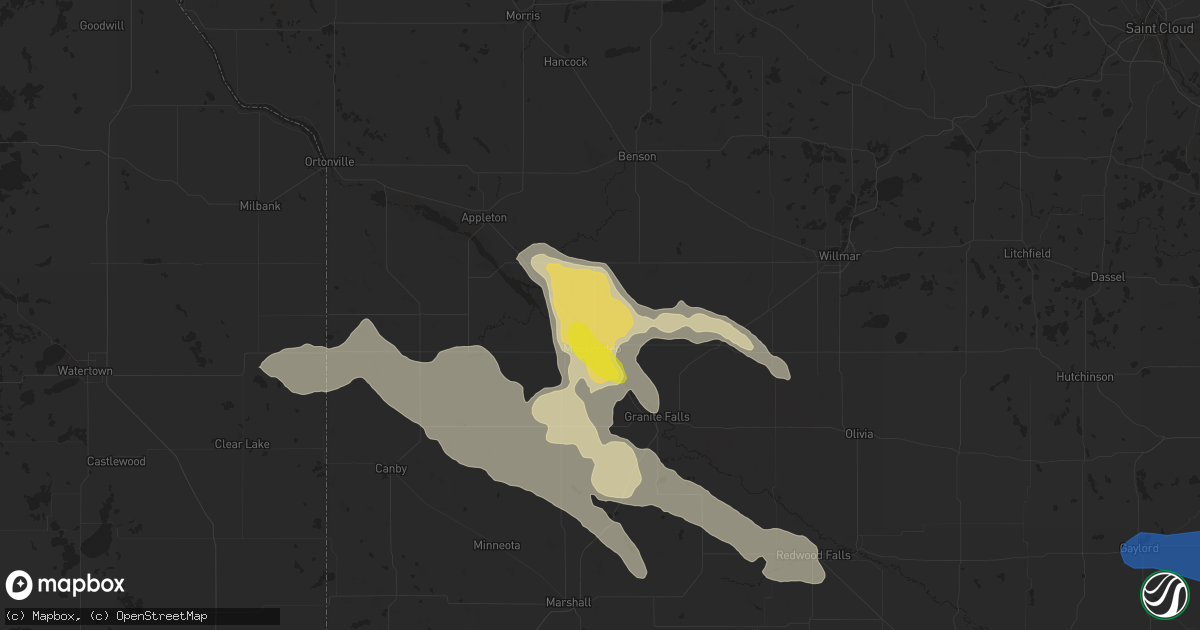 Hail map in Montevideo, MN on June 4, 2019