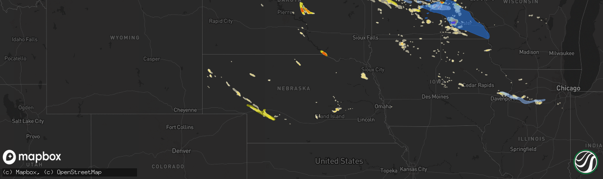 Hail map in Nebraska on June 4, 2019