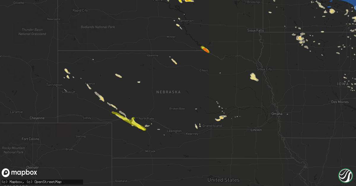 Hail map in Nebraska on June 4, 2019