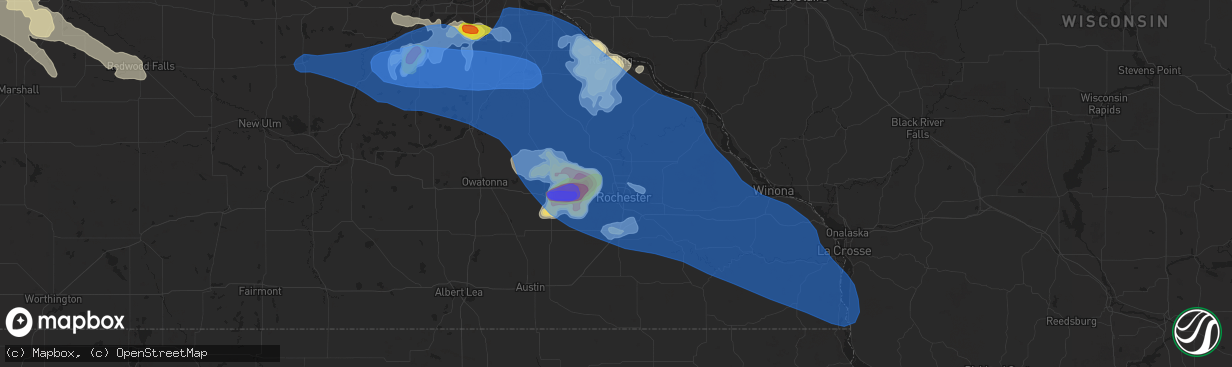 Hail map in Rochester, MN on June 4, 2019