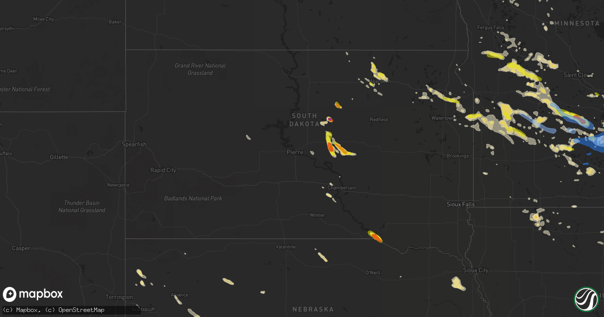 Hail map in South Dakota on June 4, 2019