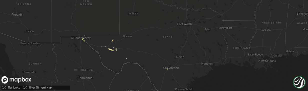 Hail map in Texas on June 4, 2019