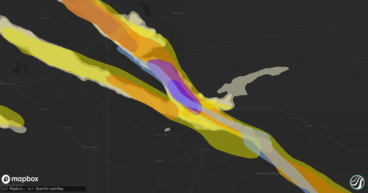 Hail map in Black Hawk, SD on June 4, 2020