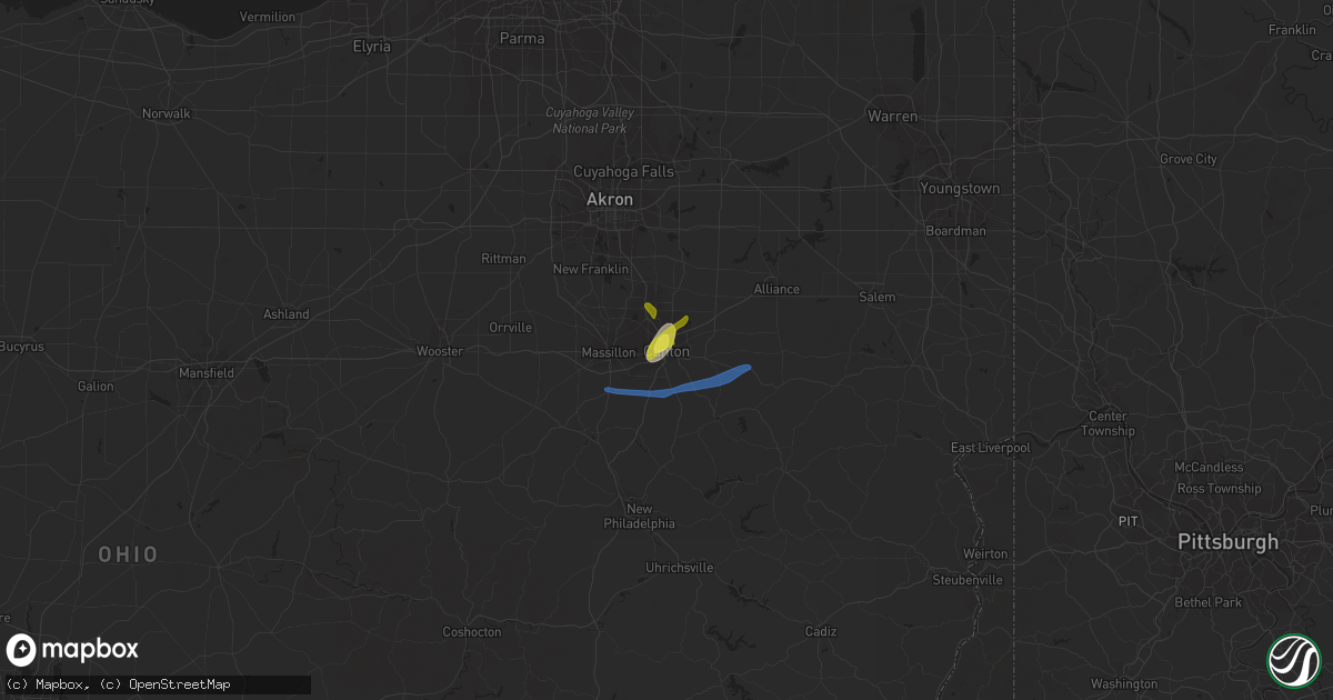 Hail map in Canton, OH on June 4, 2020
