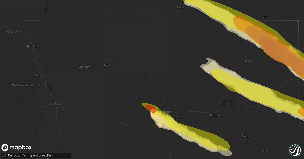 Hail map in Gillette, WY on June 4, 2020
