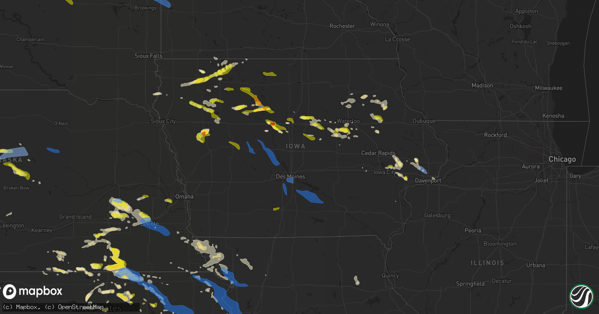 Hail map in Iowa on June 4, 2020