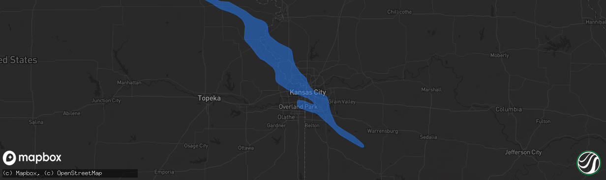 Hail map in Kansas City, KS on June 4, 2020
