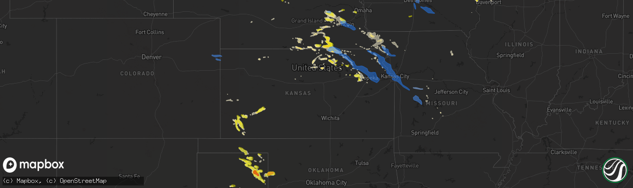 Hail map in Kansas on June 4, 2020