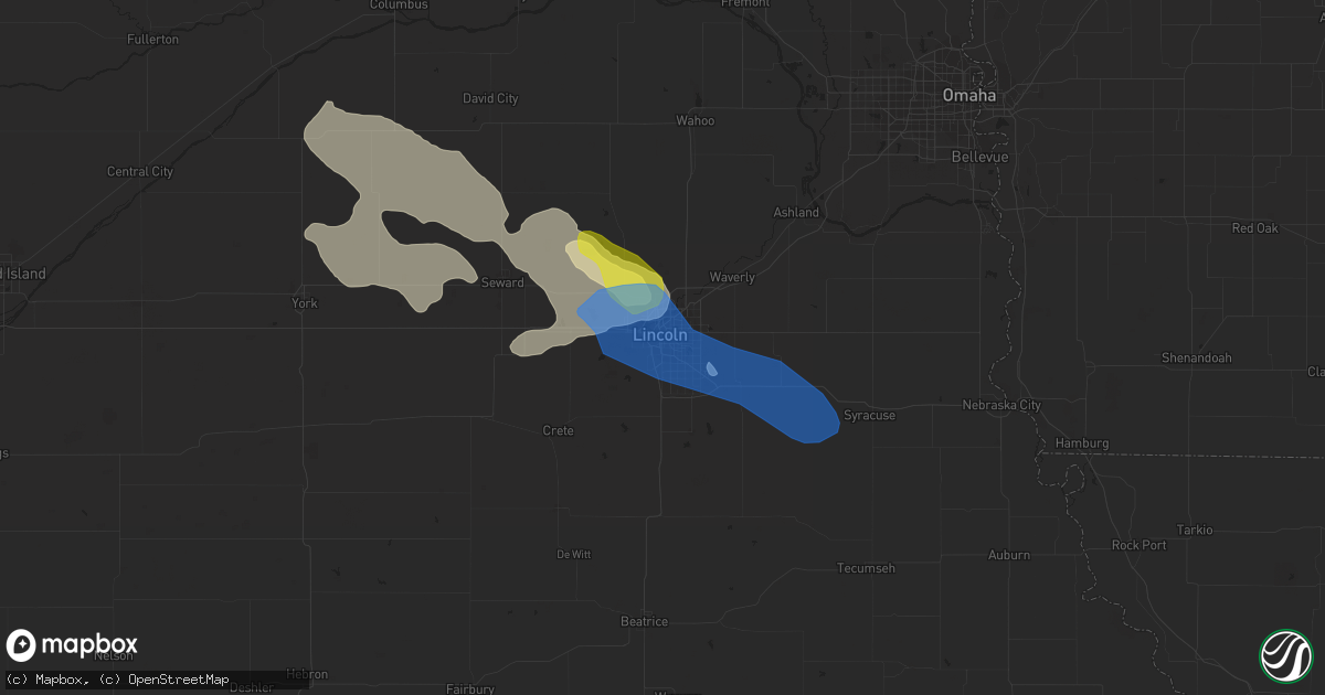 Hail map in Lincoln, NE on June 4, 2020