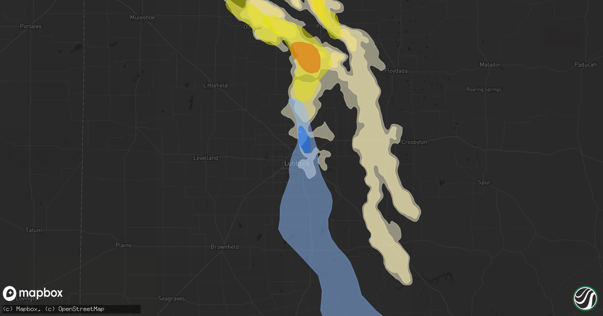 Hail map in Lubbock, TX on June 4, 2020