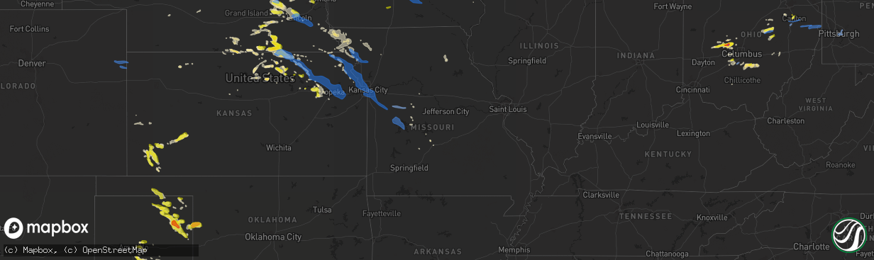Hail map in Missouri on June 4, 2020