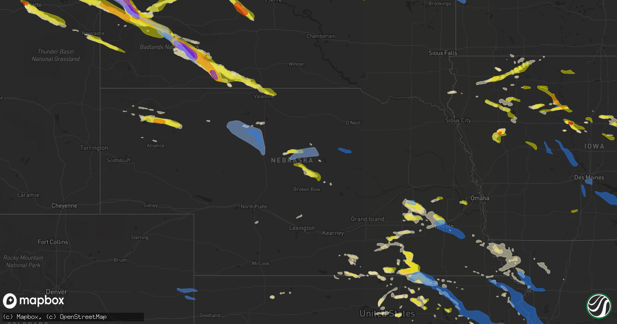 Hail map in Nebraska on June 4, 2020