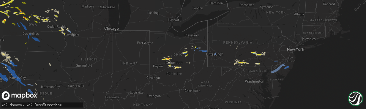Hail map in Ohio on June 4, 2020