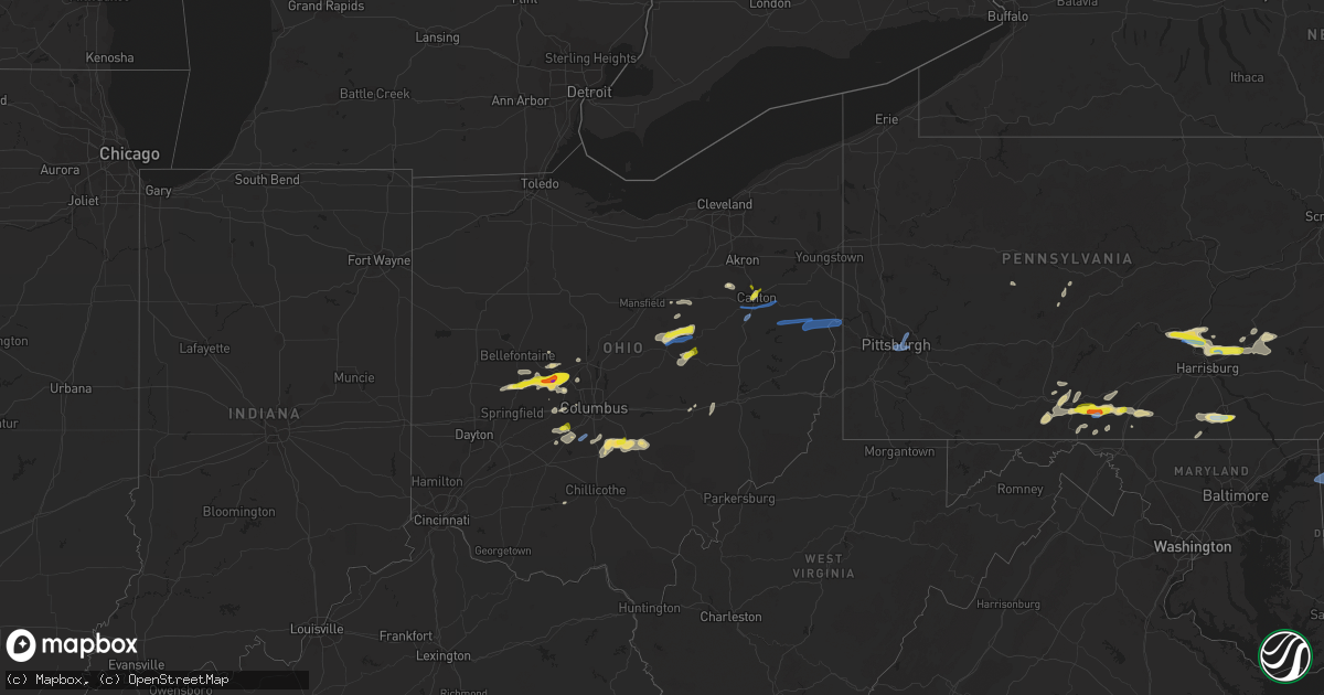 Hail map in Ohio on June 4, 2020