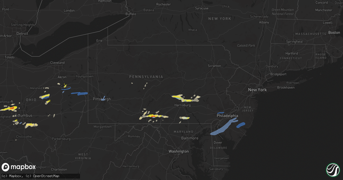 Hail map in Pennsylvania on June 4, 2020