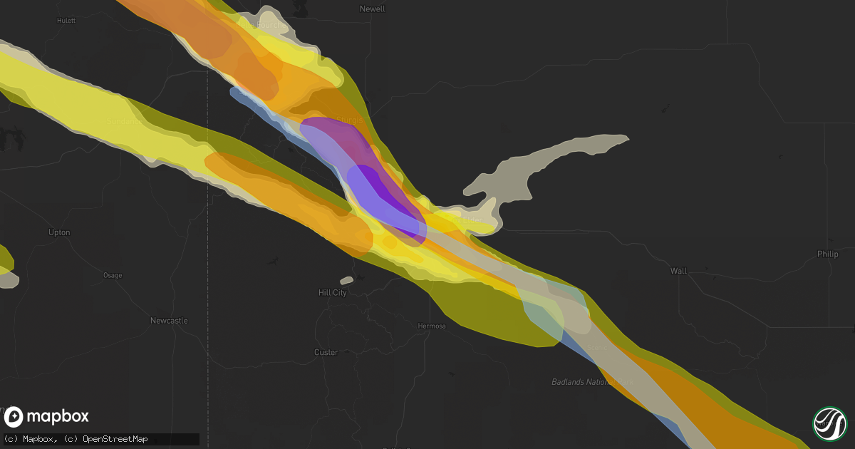 Hail map in Rapid City, SD on June 4, 2020