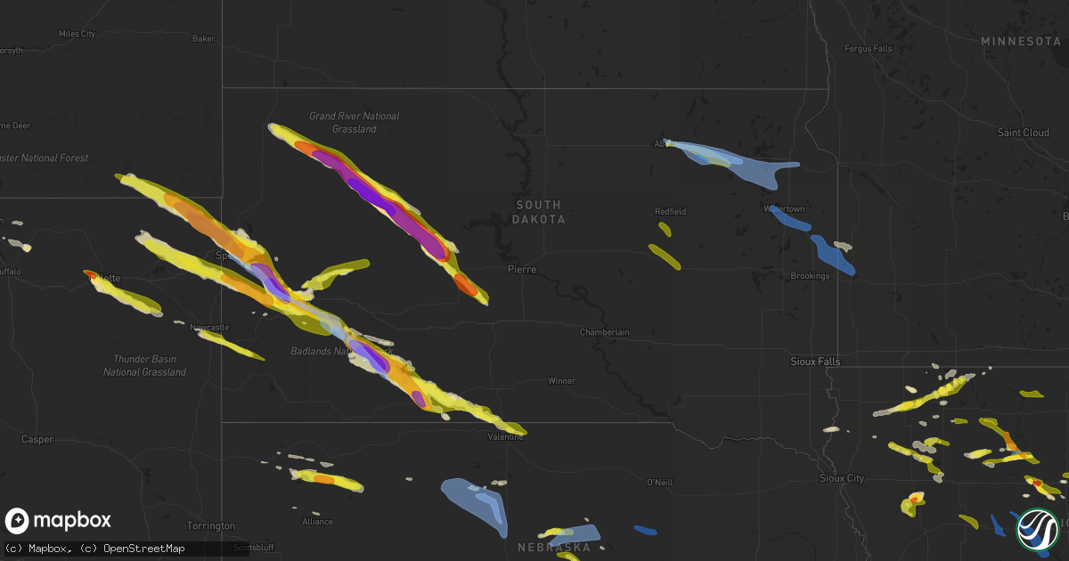 Hail map in South Dakota on June 4, 2020