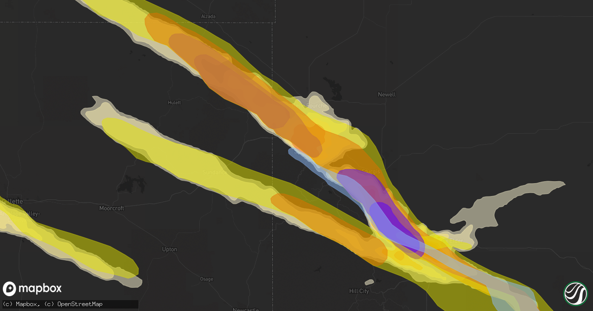 Hail map in Spearfish, SD on June 4, 2020