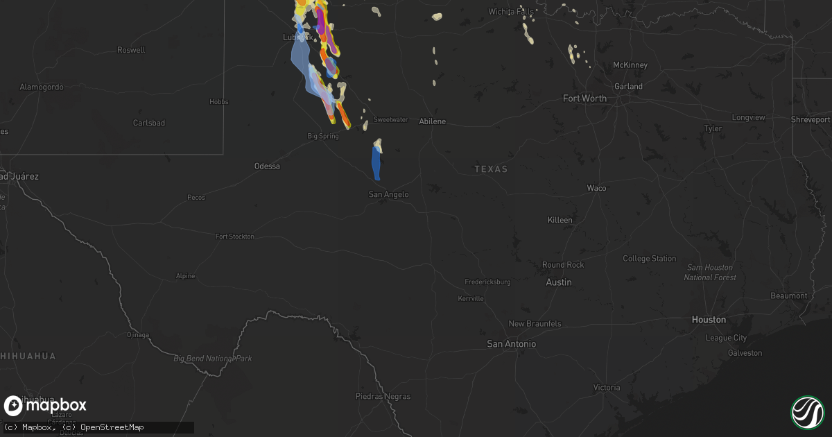 Hail map in Texas on June 4, 2020