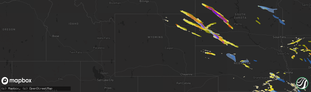 Hail map in Wyoming on June 4, 2020