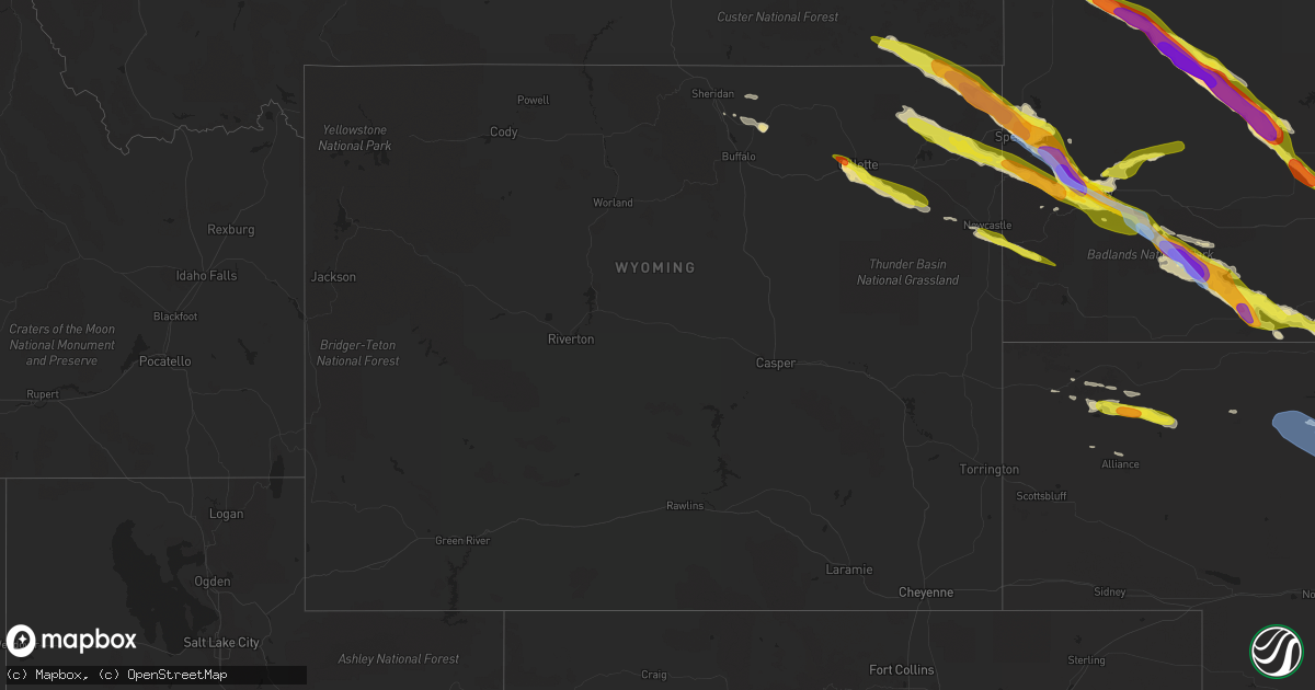 Hail map in Wyoming on June 4, 2020
