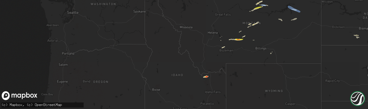 Hail map in Idaho on June 4, 2021