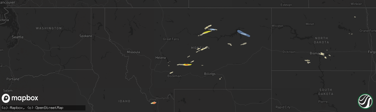 Hail map in Montana on June 4, 2021