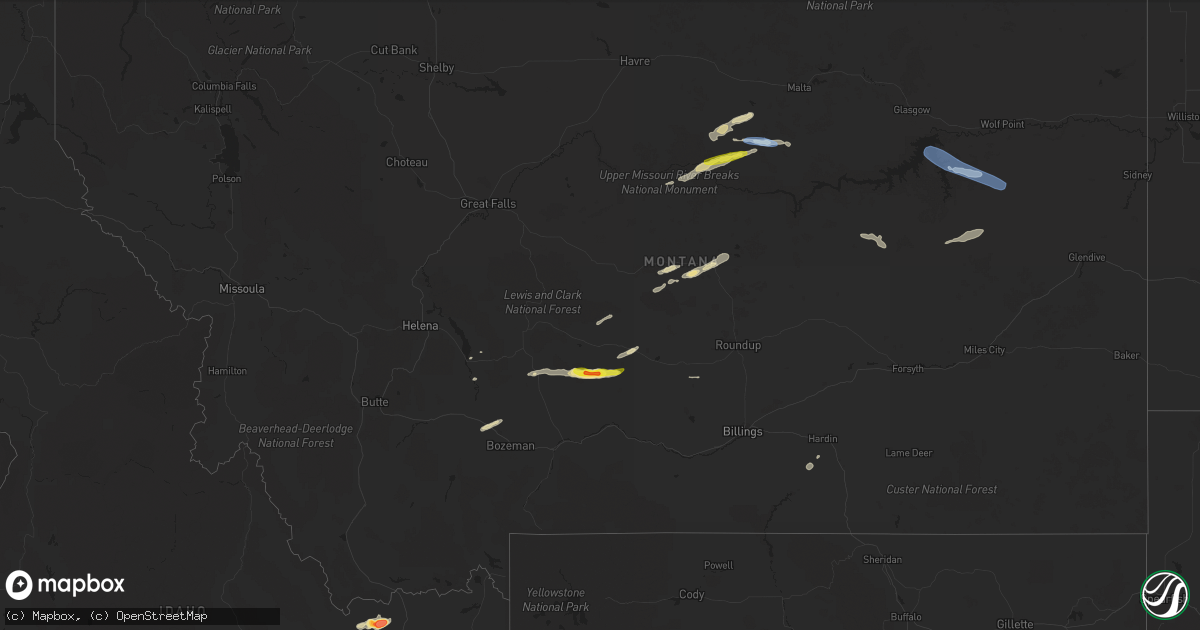 Hail map in Montana on June 4, 2021