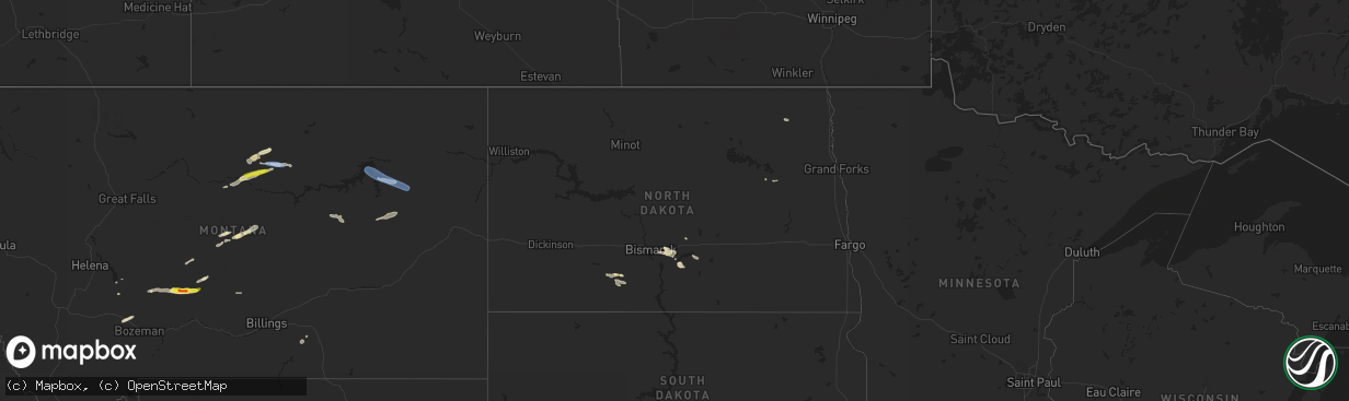 Hail map in North Dakota on June 4, 2021