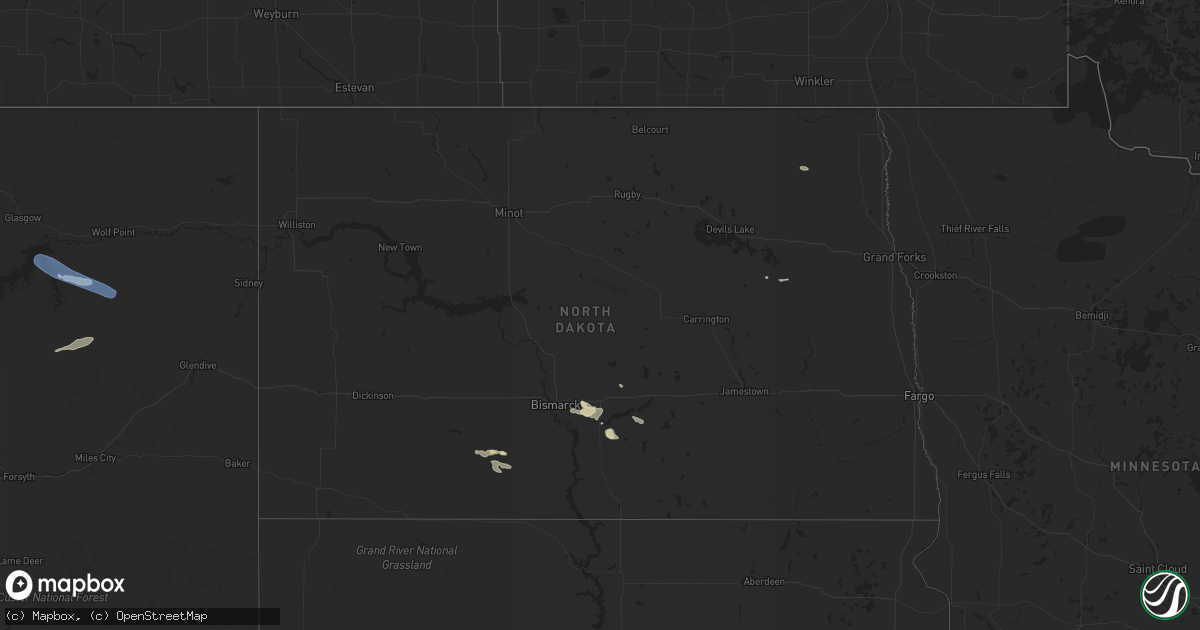 Hail map in North Dakota on June 4, 2021