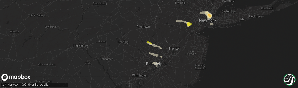 Hail map in Souderton, PA on June 4, 2021