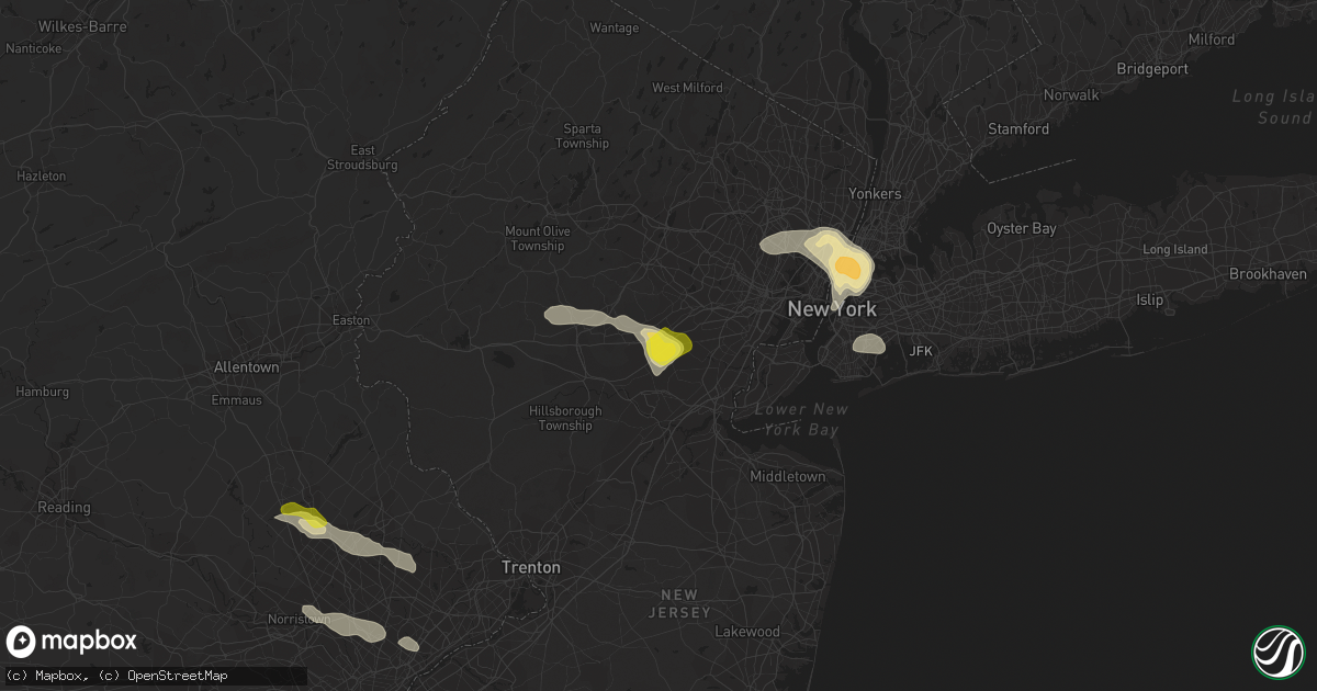Hail map in Watchung, NJ on June 4, 2021