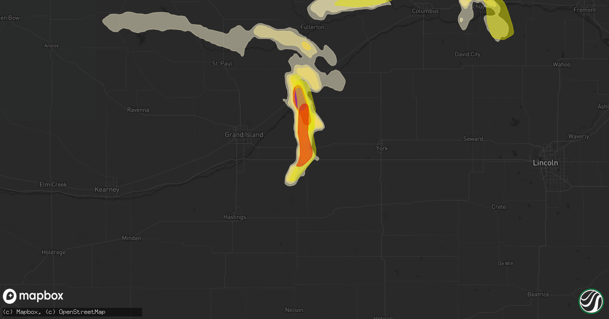 Hail map in Aurora, NE on June 4, 2022