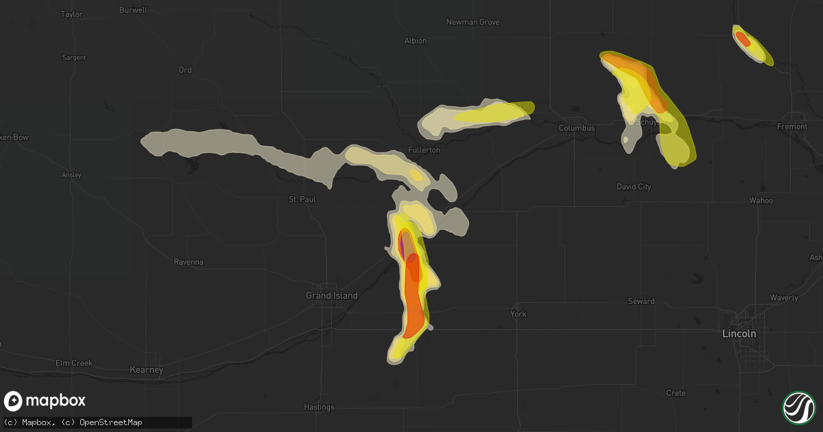 Hail map in Central City, NE on June 4, 2022