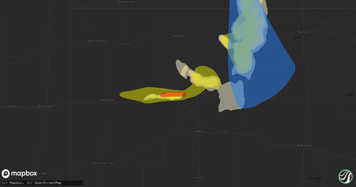 Hail map in Colby, KS on June 4, 2022