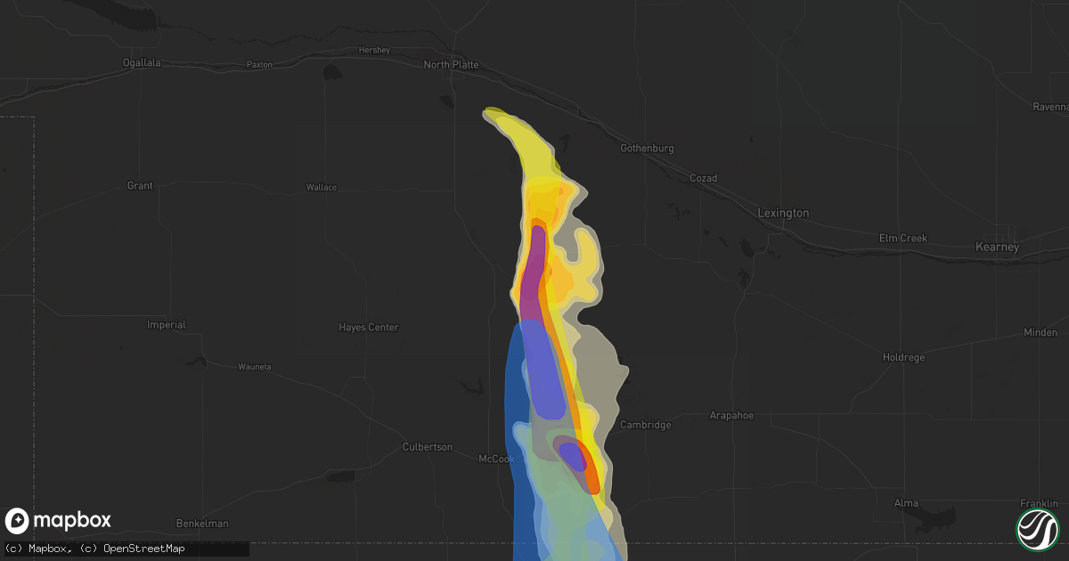 Hail map in Curtis, NE on June 4, 2022