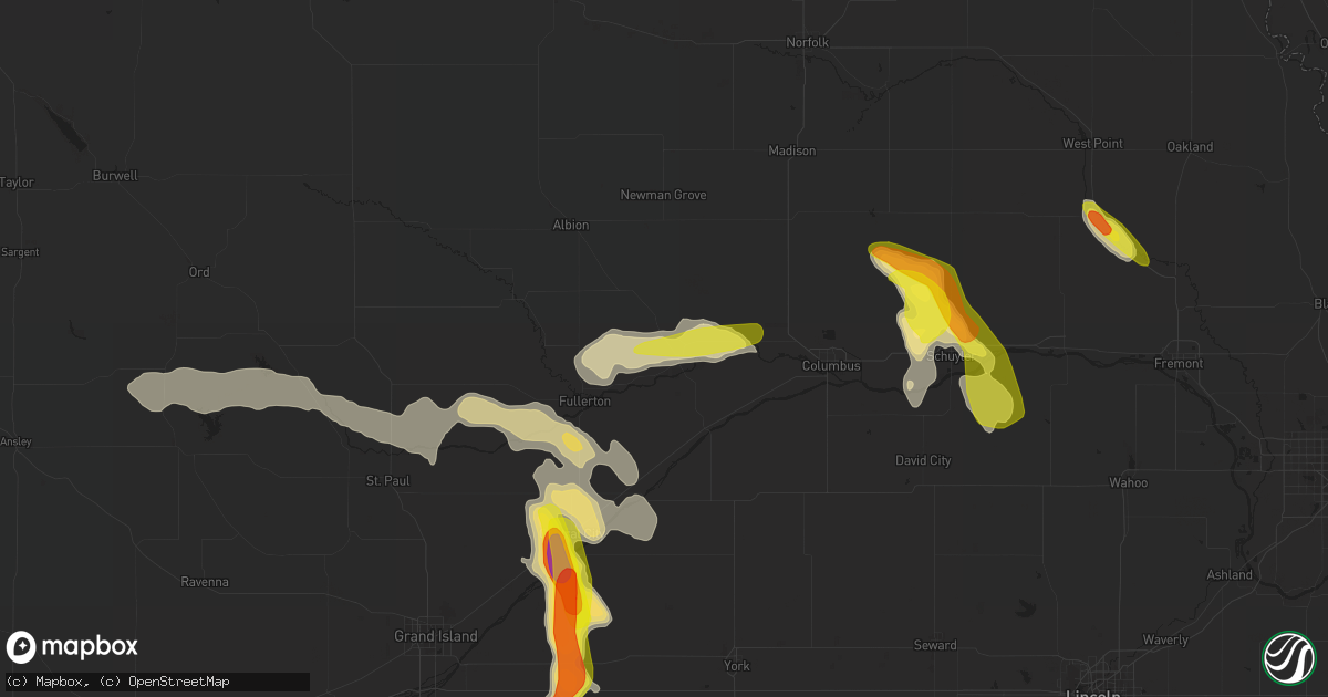 Hail map in Genoa, NE on June 4, 2022