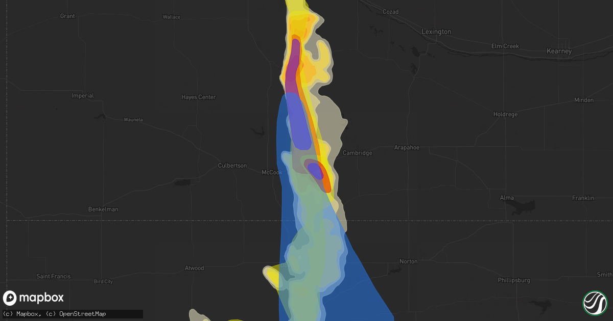 Hail map in Indianola, NE on June 4, 2022