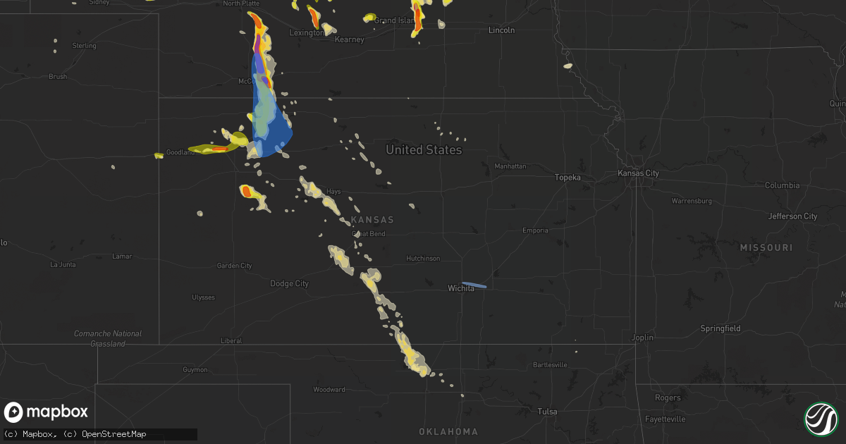 Hail map in Kansas on June 4, 2022