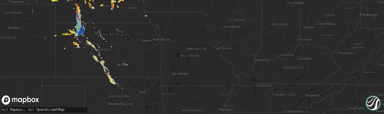 Hail map in Missouri on June 4, 2022