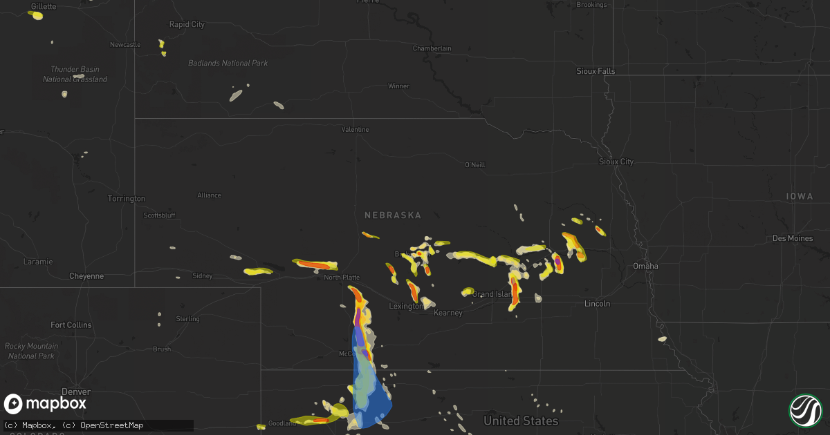 Hail map in Nebraska on June 4, 2022