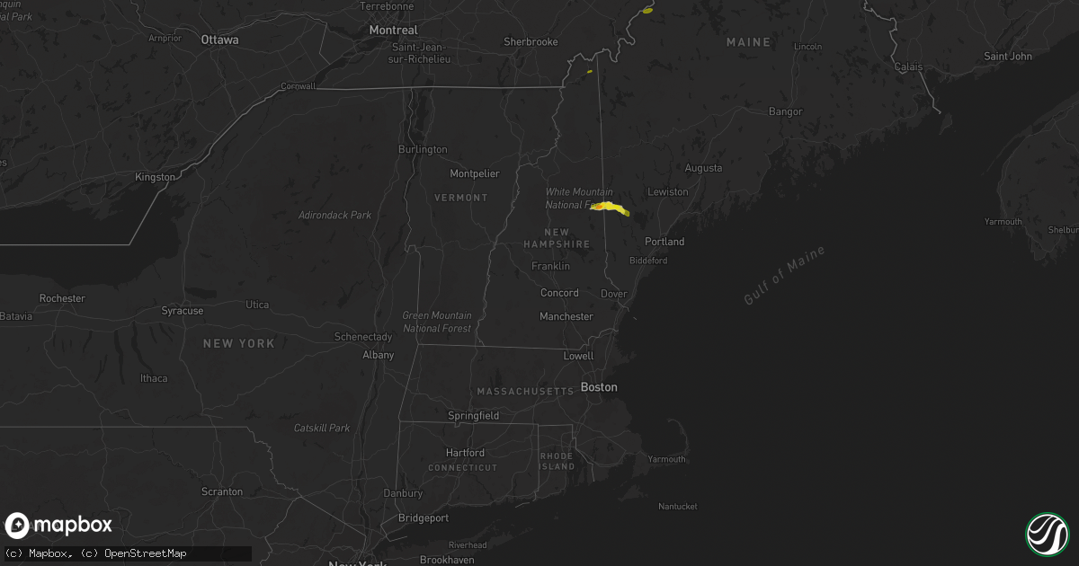 Hail map in New Hampshire on June 4, 2022